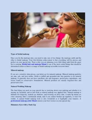 types of bridal makeup