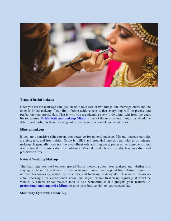 types of bridal makeup