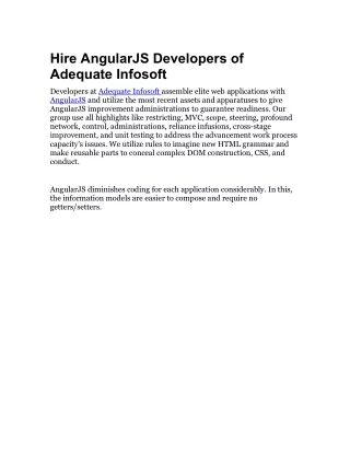 Hire AngularJS Developers of Adequate Infosoft