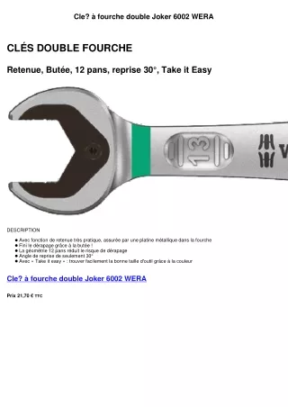 cle fourche double joker 6002 wera