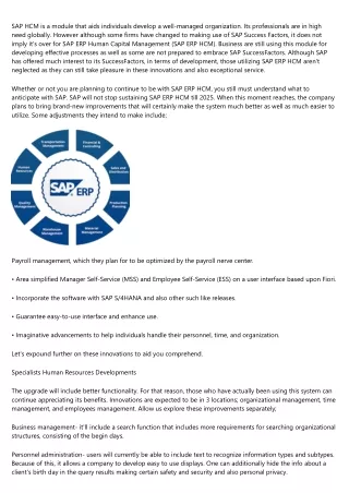 sap hcm is a module that aids individuals develop
