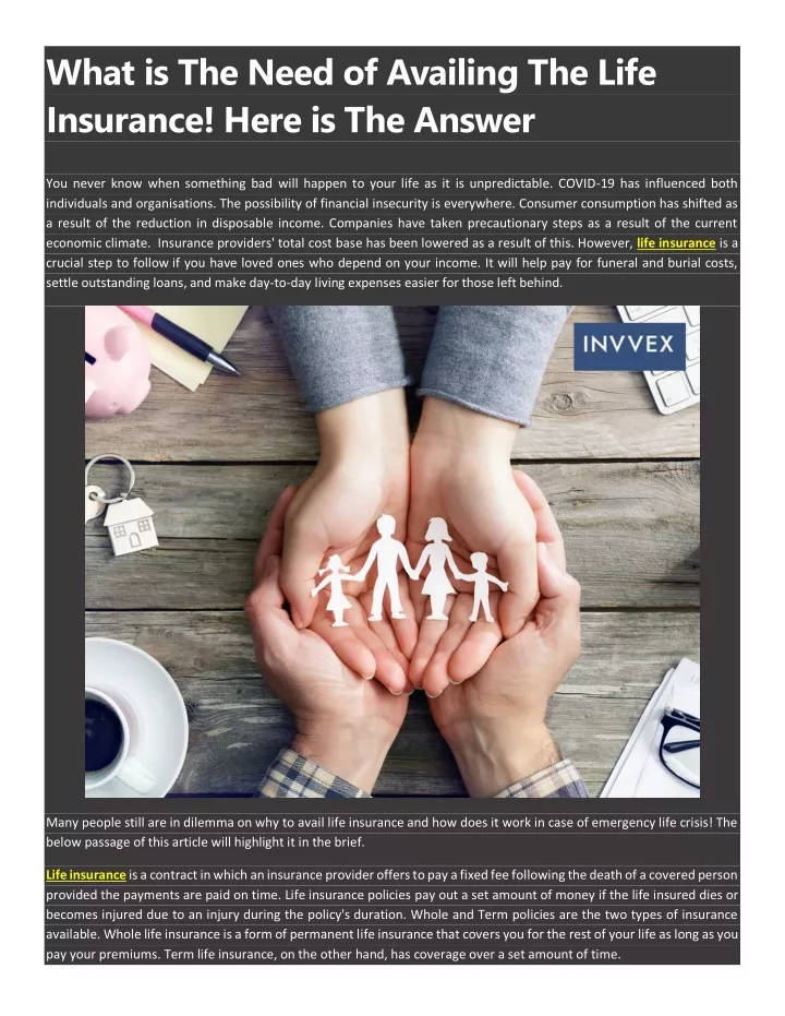 what is the need of availing the life insurance
