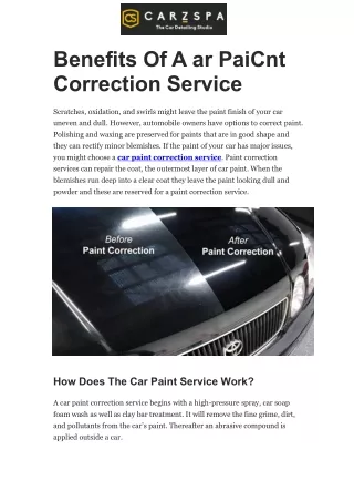 Benefits Of A Car Paint Correction Service