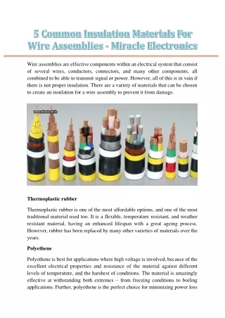 wire assemblies are effective components within