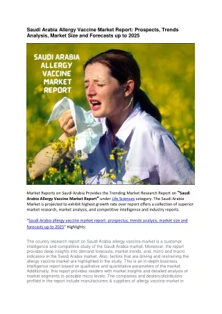 Saudi Arabia Allergy Vaccine Market Report