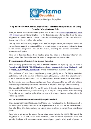 why the users of canon large format printers
