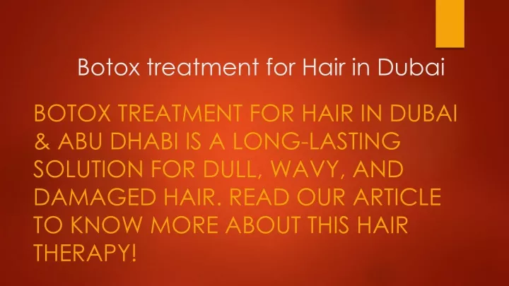 botox treatment for hair in dubai