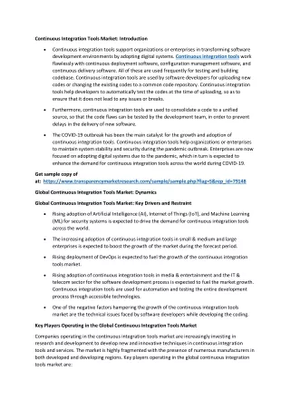 continuous integration tools market introduction