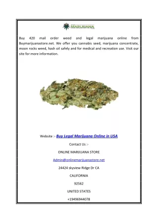 Buy Legal Marijuana Online in USA | Buymarijuanastore.net