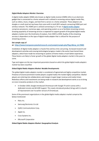 digital media adapters market overview