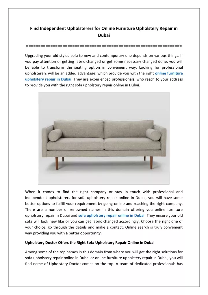 find independent upholsterers for online
