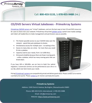 CD/DVD Servers Virtual Jukeboxes - PrimeArray Systems