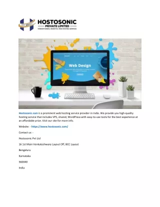 Cheap Web Hosting Service Provider India | Hostosonic.com
