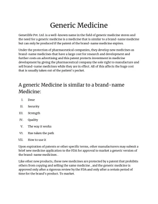 generic medicine