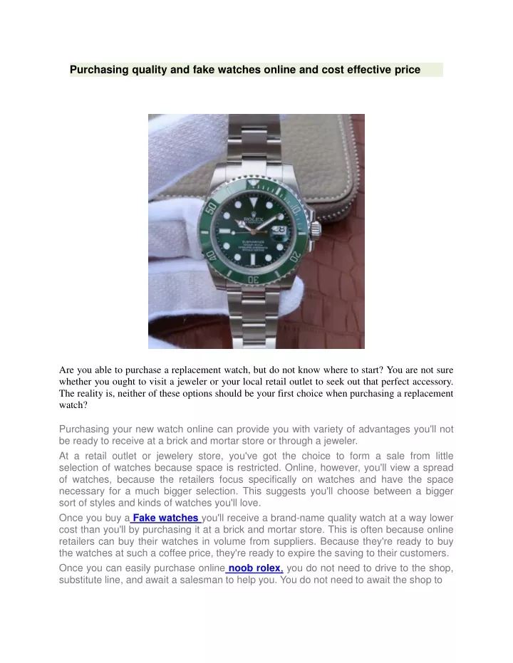 purchasing quality and fake watches online