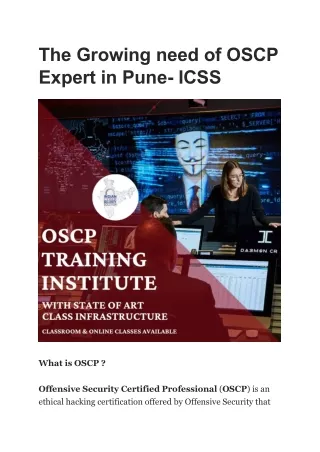 the growing need of oscp expert in pune icss