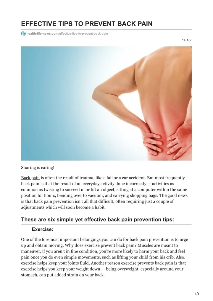 effective tips to prevent back pain