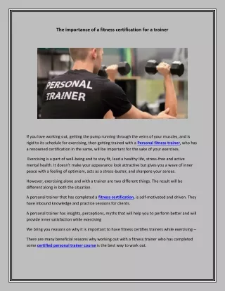 The importance of a fitness certification for a trainer