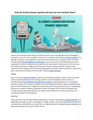 how do suction pumps operate