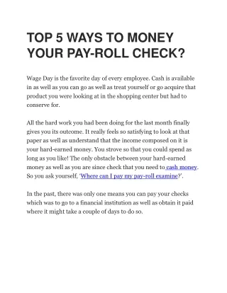 top 5 ways to money your pay roll check