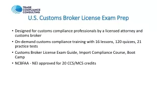 U.S. Customs Broker License Exam Prep