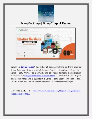 Dampfer Shops | Dampf Liquid Kaufen