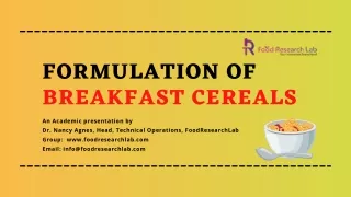 formulation of breakfast cereals