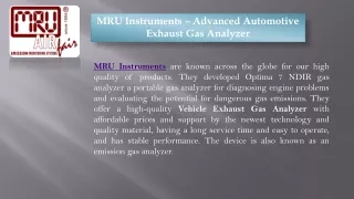 MRU Instruments – Advanced Automotive Exhaust Gas Analyzer