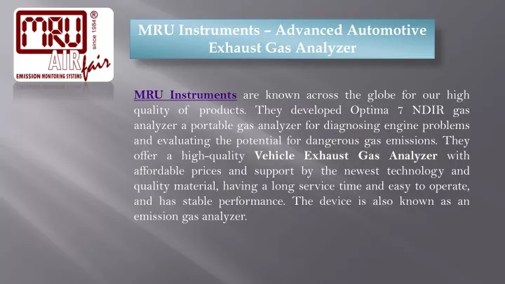 mru instruments advanced automotive exhaust
