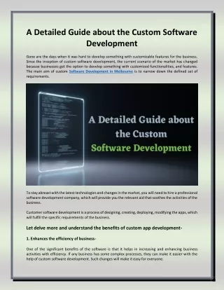 a detailed guide about the custom software