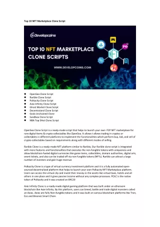 top 10 nft marketplace clone script