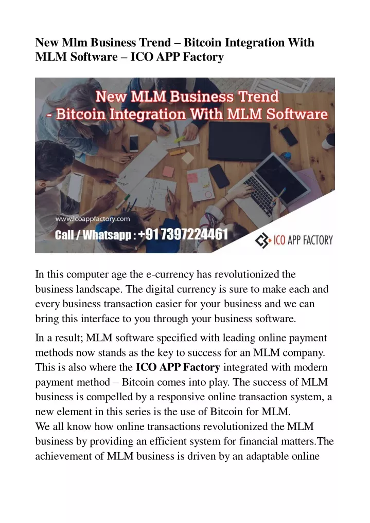 new mlm business trend bitcoin integration with
