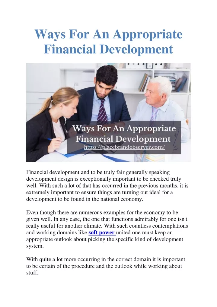 ways for an appropriate financial development