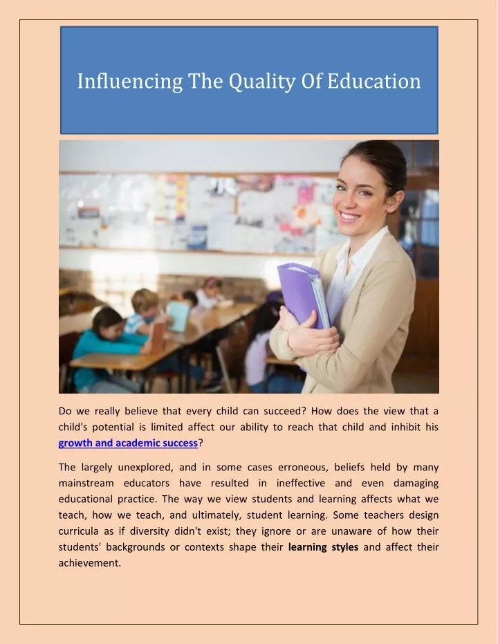 influencing the quality of education