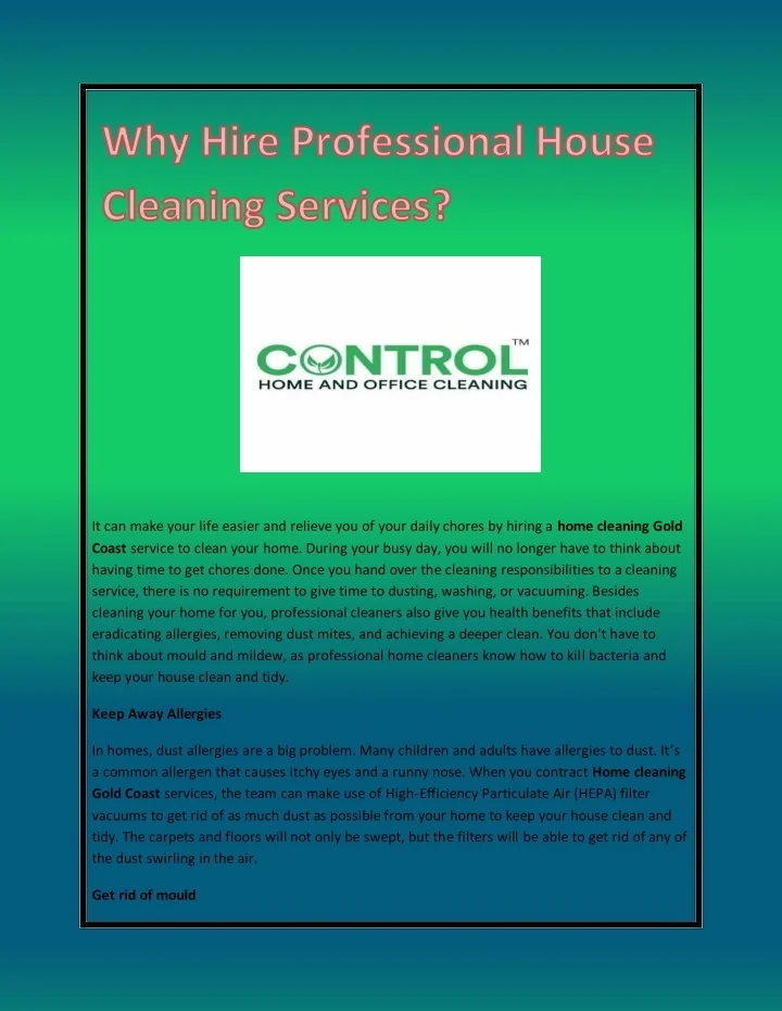 PPT - Why Hire Professional House Cleaning Services PowerPoint ...