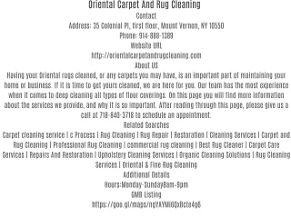 Oriental Carpet And Rug Cleaning