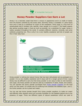 Honey Powder Suppliers Can Earn a Lot