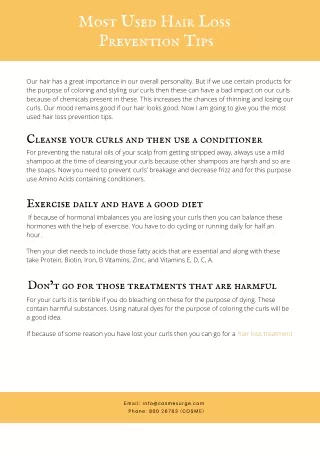 Most Used Hair Loss  Prevention Tips
