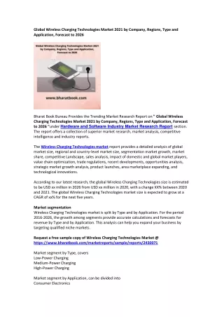 global wireless charging technologies market 2021
