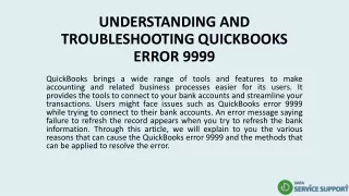 understanding and troubleshooting quickbooks error 9999