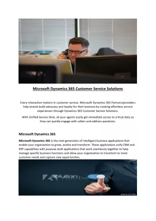 Microsoft Dynamics 365 Customer Service Solutions