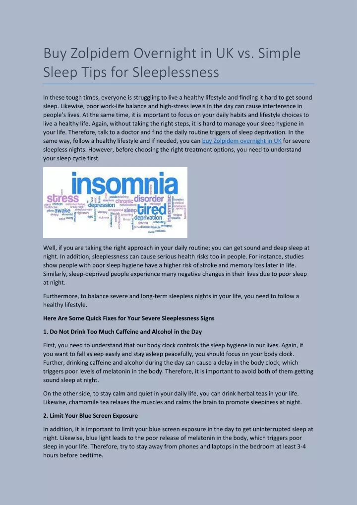 buy zolpidem overnight in uk vs simple sleep tips