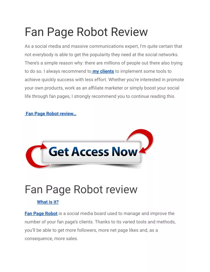 fan page robot review
