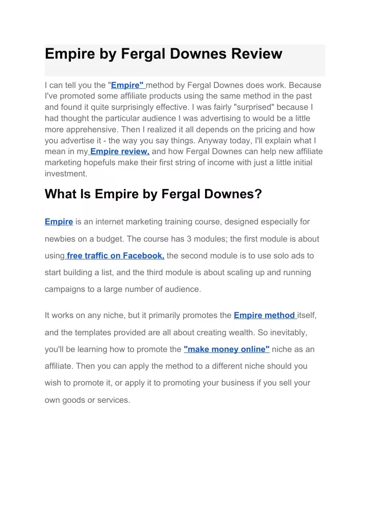 empire by fergal downes review