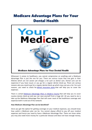 Medicare Advantage Plans for Your Dental Health -Your Medicare