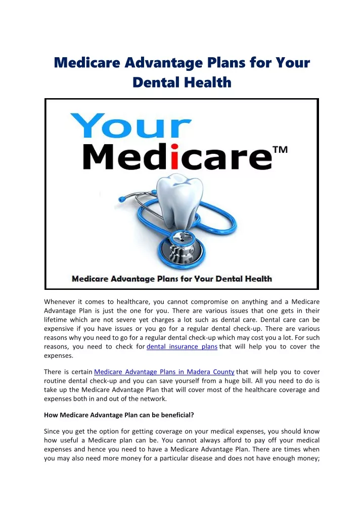 medicare advantage plans for your dental health