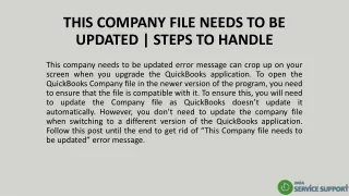 this company file needs to be updated steps to handle