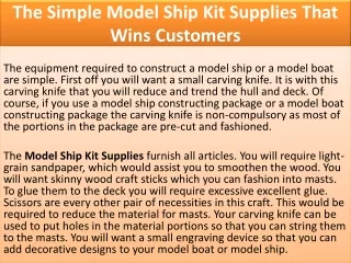 the simple model ship kit supplies that wins customers