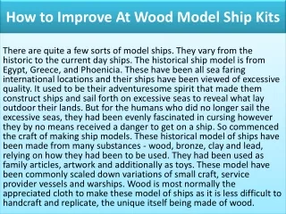 how to improve at wood model ship kits