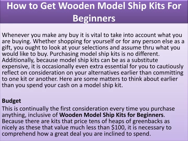 how to get wooden model ship kits for beginners